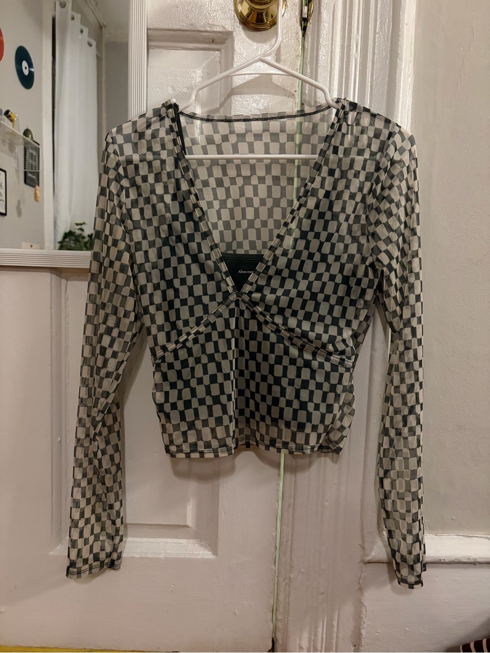 Abercrombie & Fitch Checkered Mesh Top